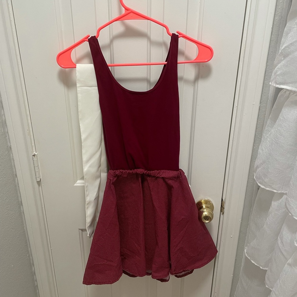 Maroon and white dress